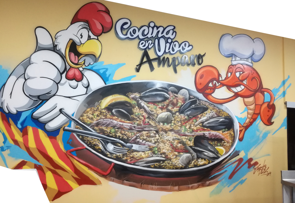 cocina en vivo Amparo paella